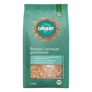 Braune Leinsaat geschrotet
